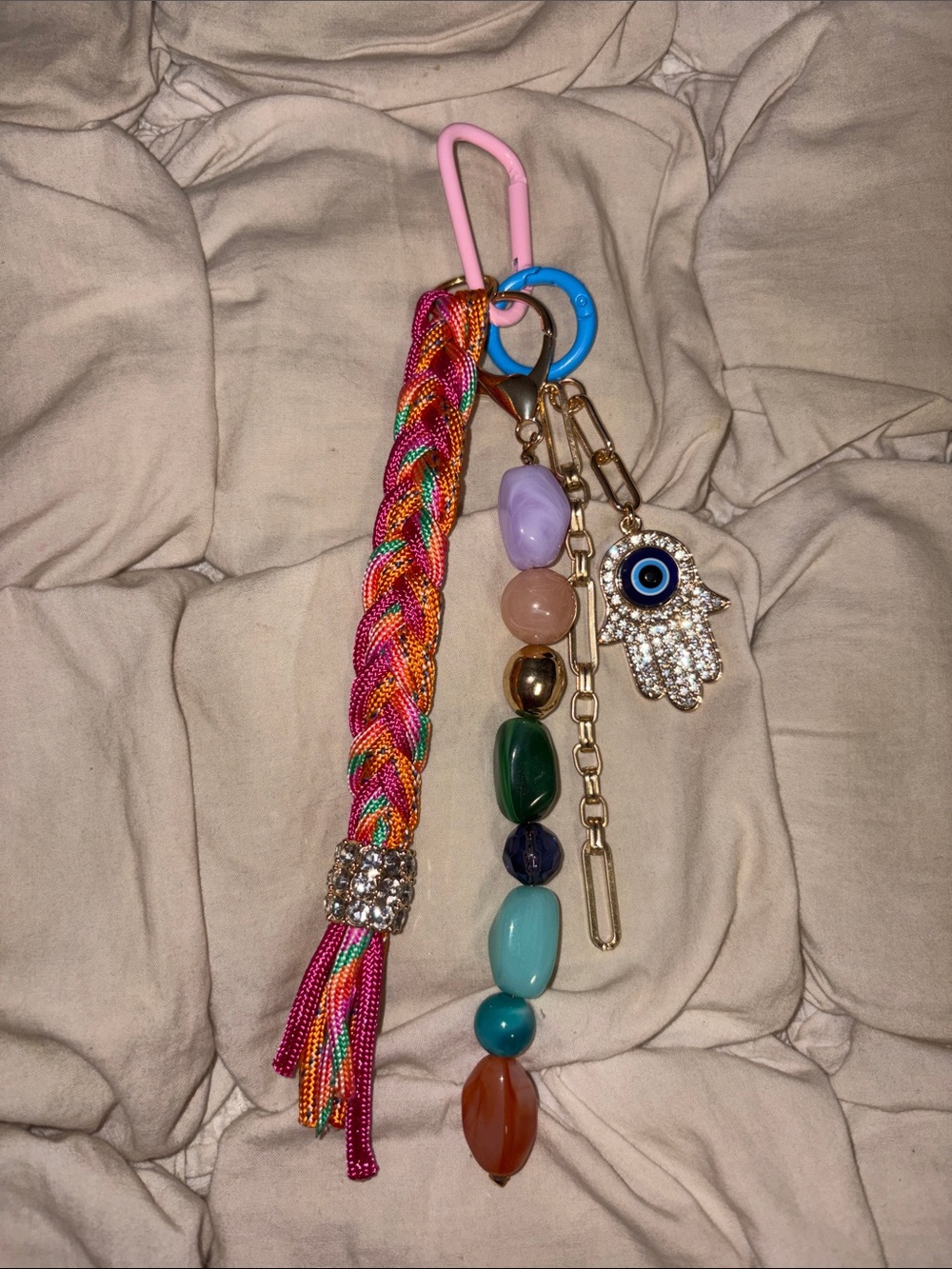 Free People Braided Paracord and Hamsa Evil Eye Bag Charm